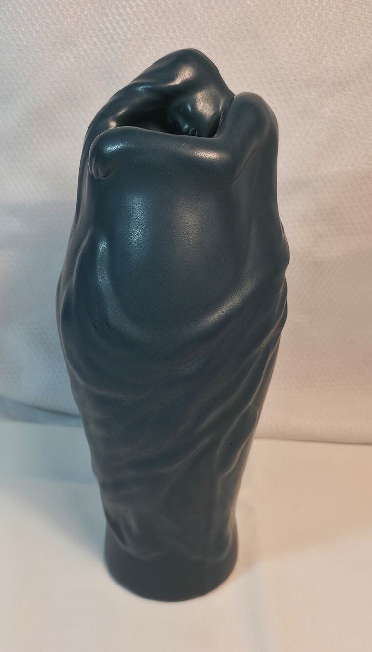 Van Briggle Art Pottery Figural Vase Draped Woman Blue Matte Colorado Springs